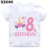 My 1 2 3 4 5 6 7 8 9 th Years Birthday Unicorn Print Cute Girls Clothes Summer Short Sleeve Kids T shirt Baby Boys TShirts
