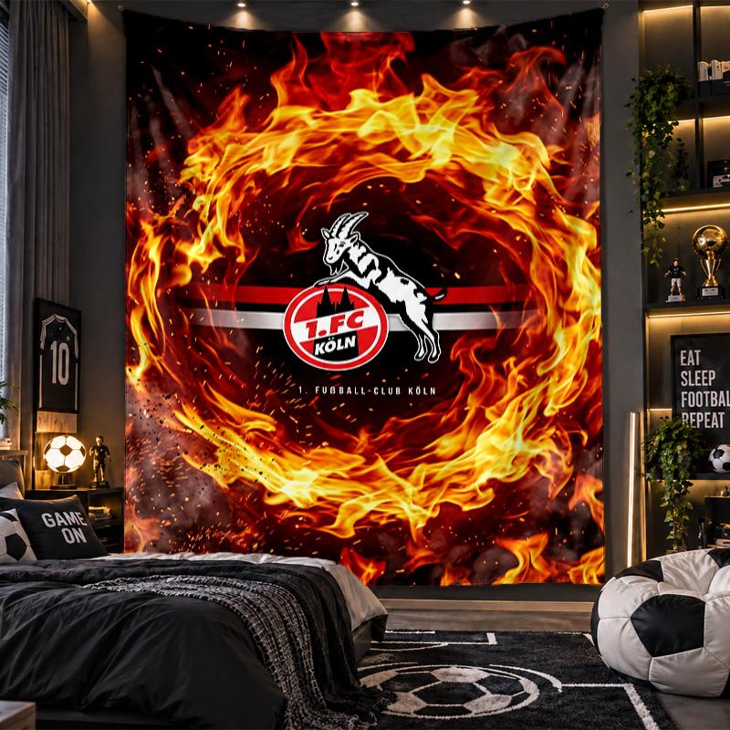 Wall Hanging Tapestry FC Köln Print Cloth for Living Room Bedroom Home Decor