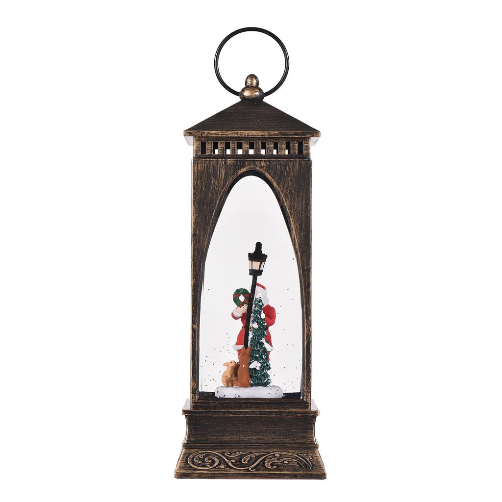 Снежный шар-фонарь с музыкой Рождественский снег Крутящаяся вода Блестящий светодиодный свет Санта-Клауса с