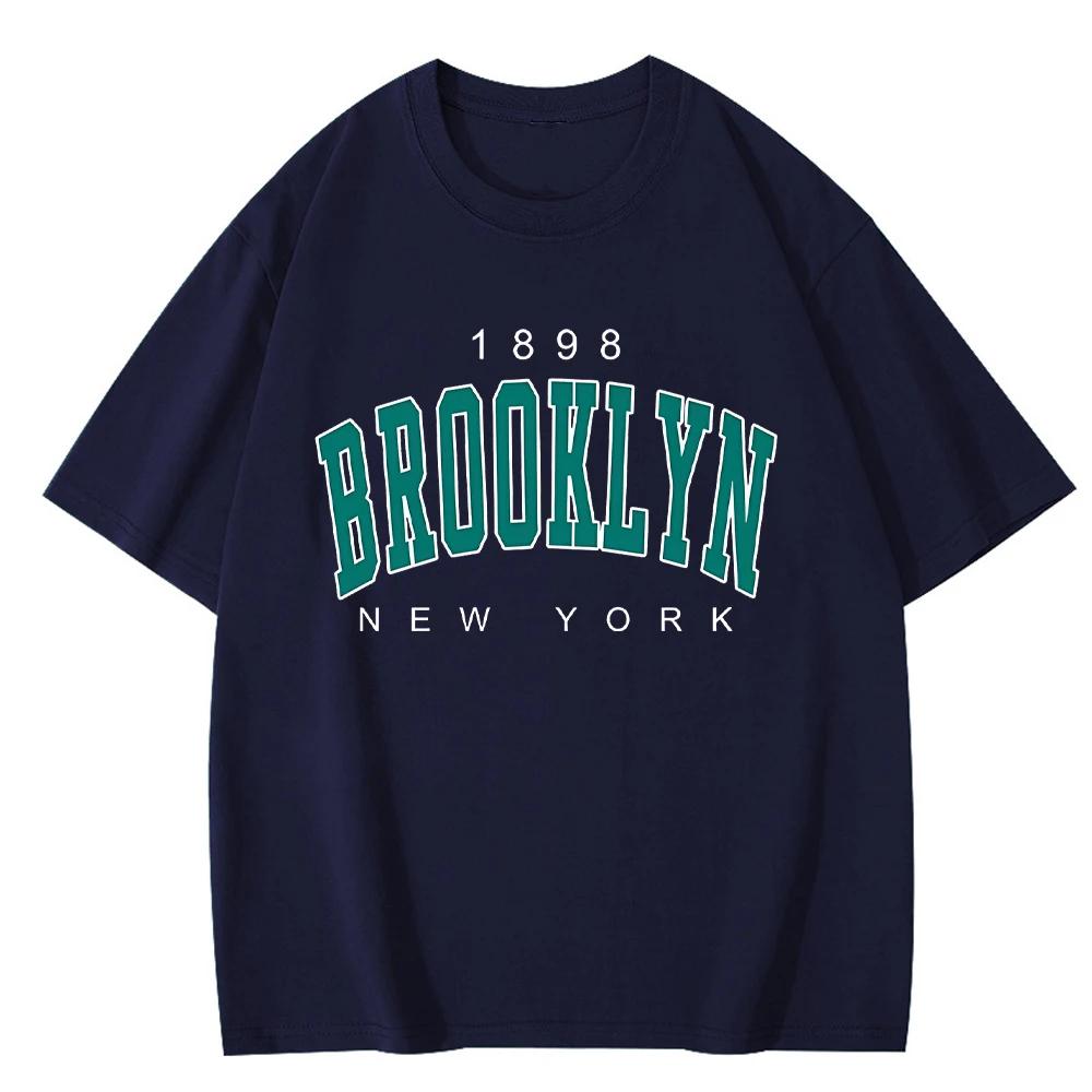 Футболка Brooklyn 1898 New York, летняя хлопковая футболка с буквенным принтом для мужчин и женщин, повседневная футболка Harajuku с коротким рукавом в стиле хип-хоп, уличная одежда