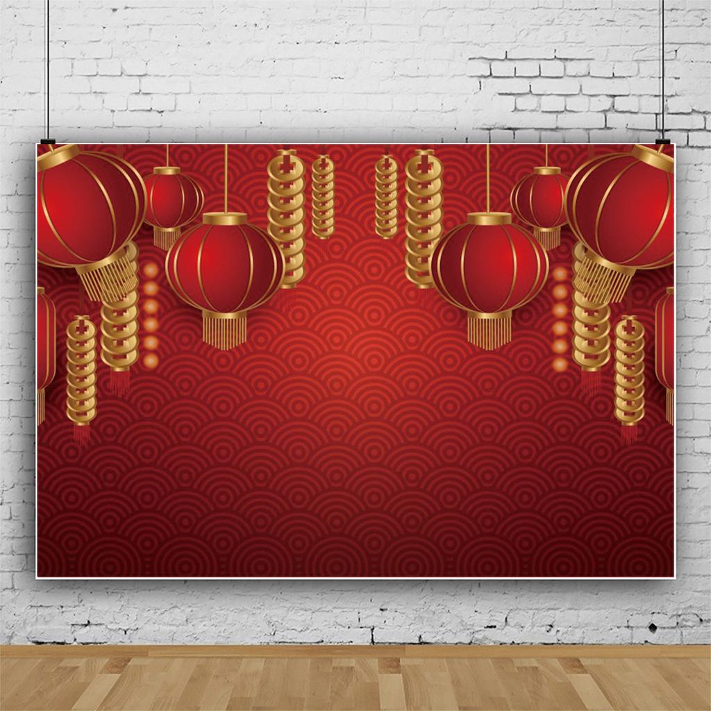 2025 Happy Chinese New Year Backdrop Gold Snake Red Lantern Flower Spring Festival Family Portrait Photography Background Decor