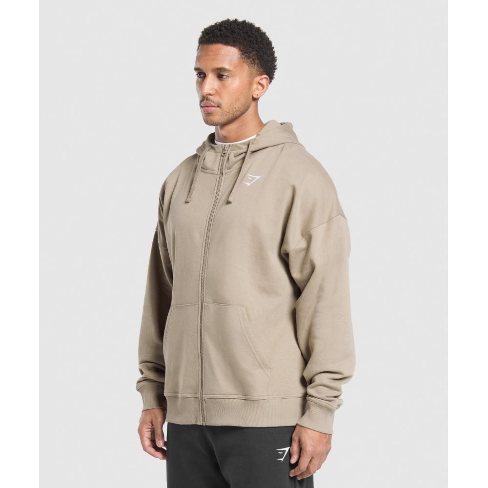 Gymshark Crest Oversize Hoodie на молнии Lifestyle Brown A5a9t Nc0s