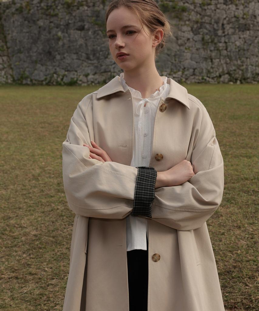 DEHEVE Point Half Trench Coat [Beige]