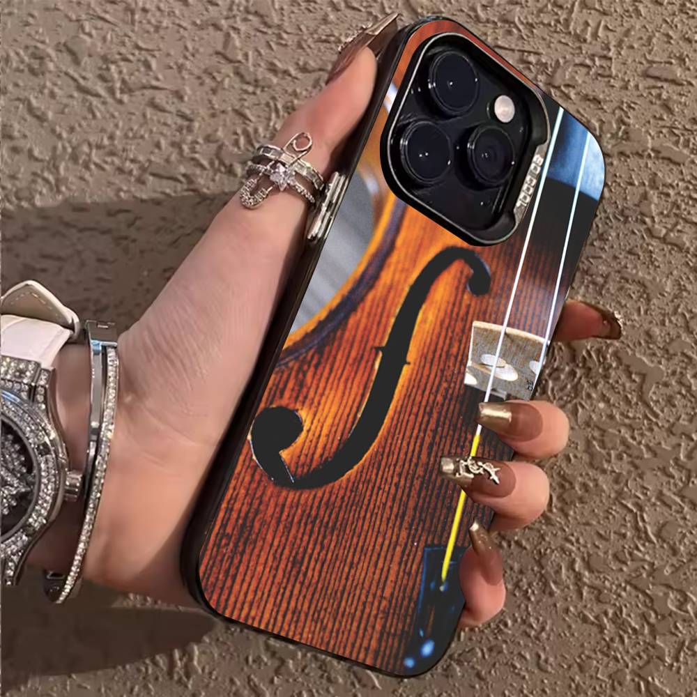 Музыкальный Скрипичный Чехол для Телефона Для iPhone 17,16,15,14,13,12,11,Pro,Max,Plus Мягкий Черный Чехол