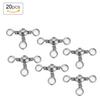 20 шт. Прочные гибкие тройные вертлюжки с вращением, рыболовные коннекторы(2 #)