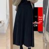 Women's Petite High-Waisted Gray Wool Pleated A-Line Skirt for Spring/Summer