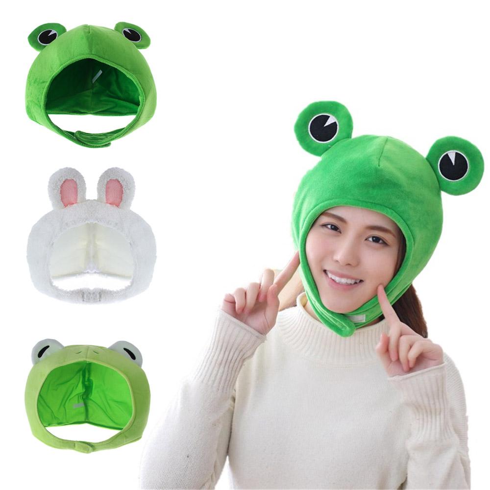 Green Headgear Winter Autumn Hats Female Beanie Caps Bunny Ears Big Frog Eyes Hat Plush Hat Rabbit