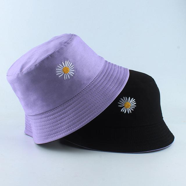 Summer Daisies Bucket Hat Women Fashion Cotton Beach Sun Hats Reversible Bob chapeau Femme Floral Hat Fisherman Hat