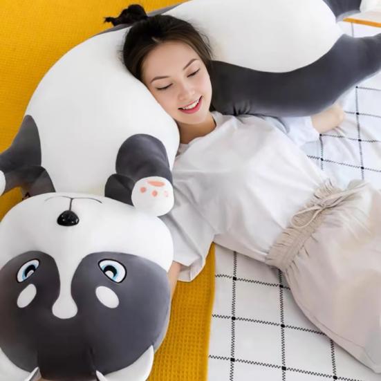 Husky Plush Doll  Soft Stuffed Animal 110/130cm Long Fluffy Dog Pillow Decorative Animal Shape Cushion for Waist And Back Support