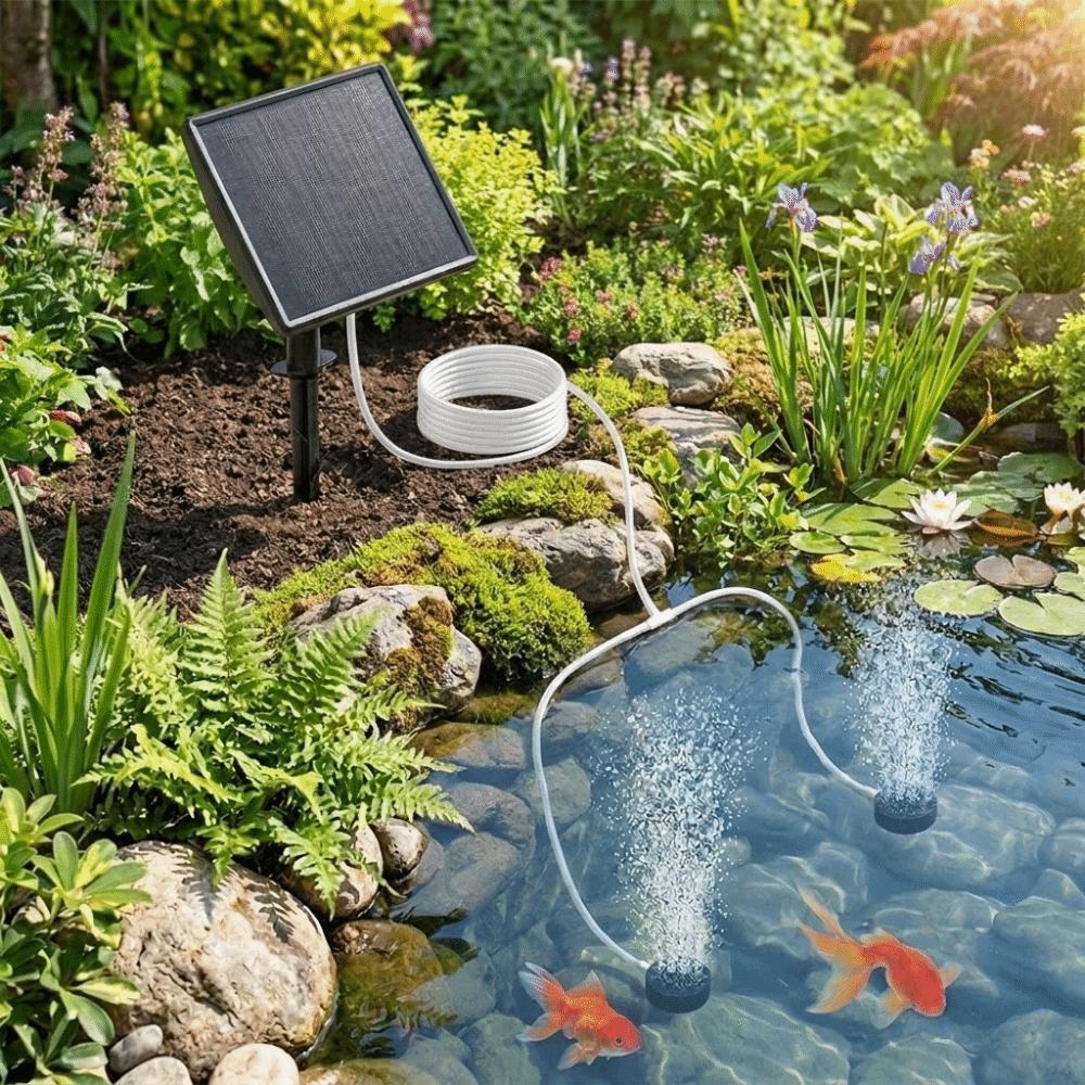 Low Noise Solar Oxygen Pump Durable Aquarium Air Pump Fish Tank Aerator Courtyard