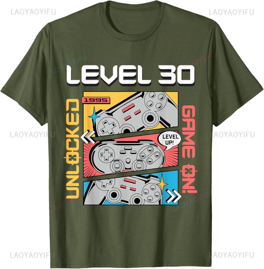 Vintage Game Controller Unisex T Shirt Level 30 Unlocked 1995 Level Up Graphic Retro Gaming Streetwear Cotton Casual Gamer Tee
