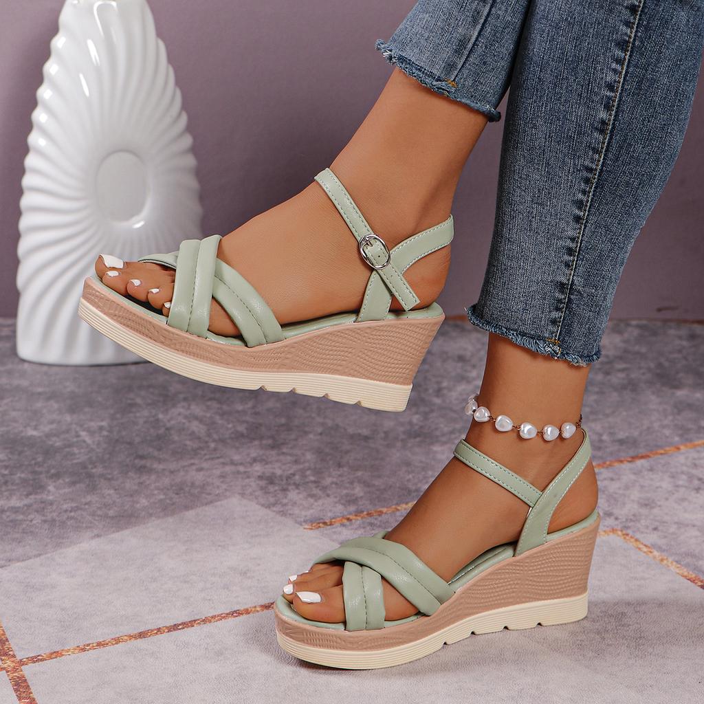 Новые пикантные римские туфли, женские сандалии на танкетке с открытым носком и толстой подошвой, летние модные повседневные элегантные модные туфли на высоком каблуке, НЕТ:556