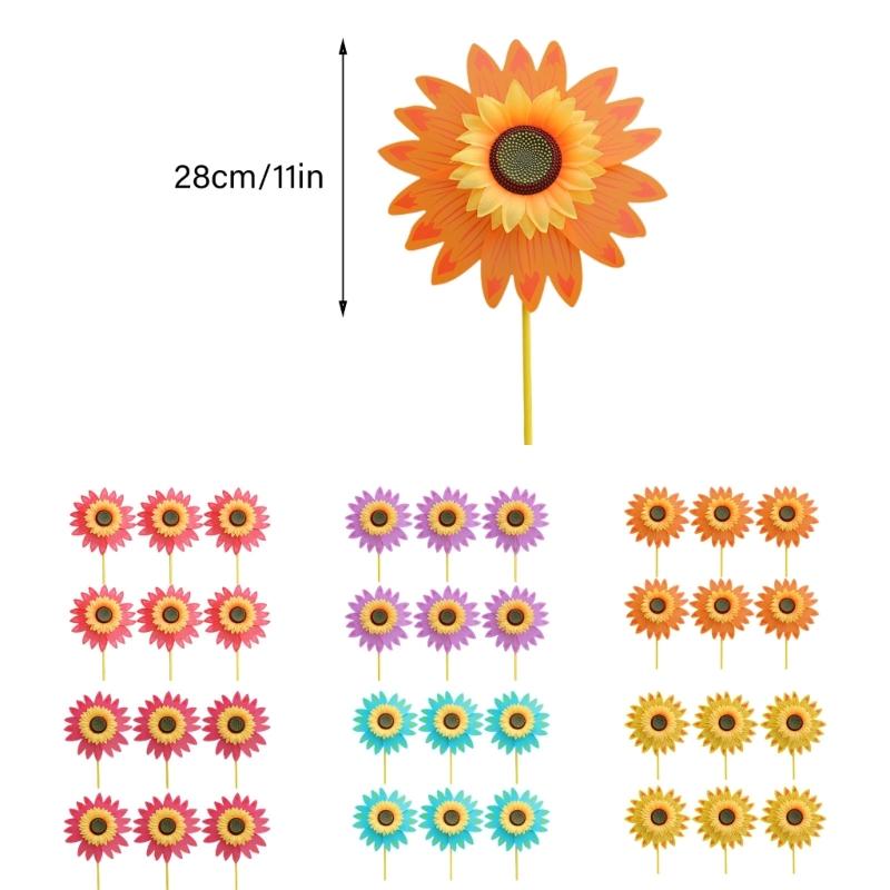 Winds Spinners for Lawns Patio Colorful Sunflower Pinwheel Toy Windmill Bulk 6pcs Party School Event Garden Lawns Pinwheels