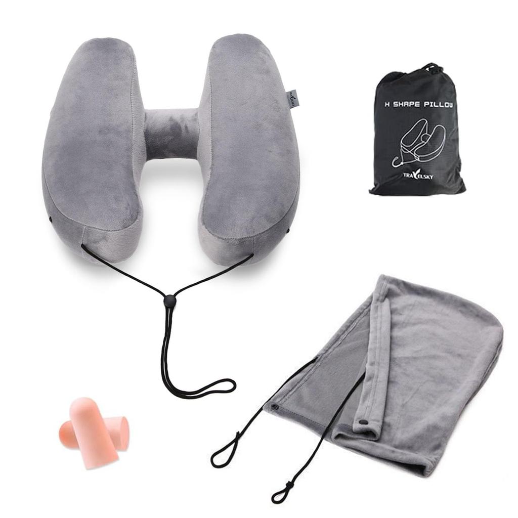 Dodulara Neck Pillow H Shape Product Supervised by Physical Airplane Comfort Goods Shinkansen Car Office Travel Neck Pillow Air Neck Cushion Hood with