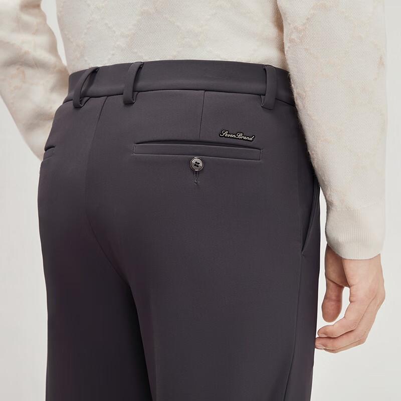 Qipai Men's Fleece-Lined Straight-Leg Casual Business Pants