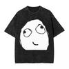 Washed T Shirts Derp Face Meme Trollface T-Shirt Oversize Rage Comic Funny Anime Streetwear Graphic Tops Men Women