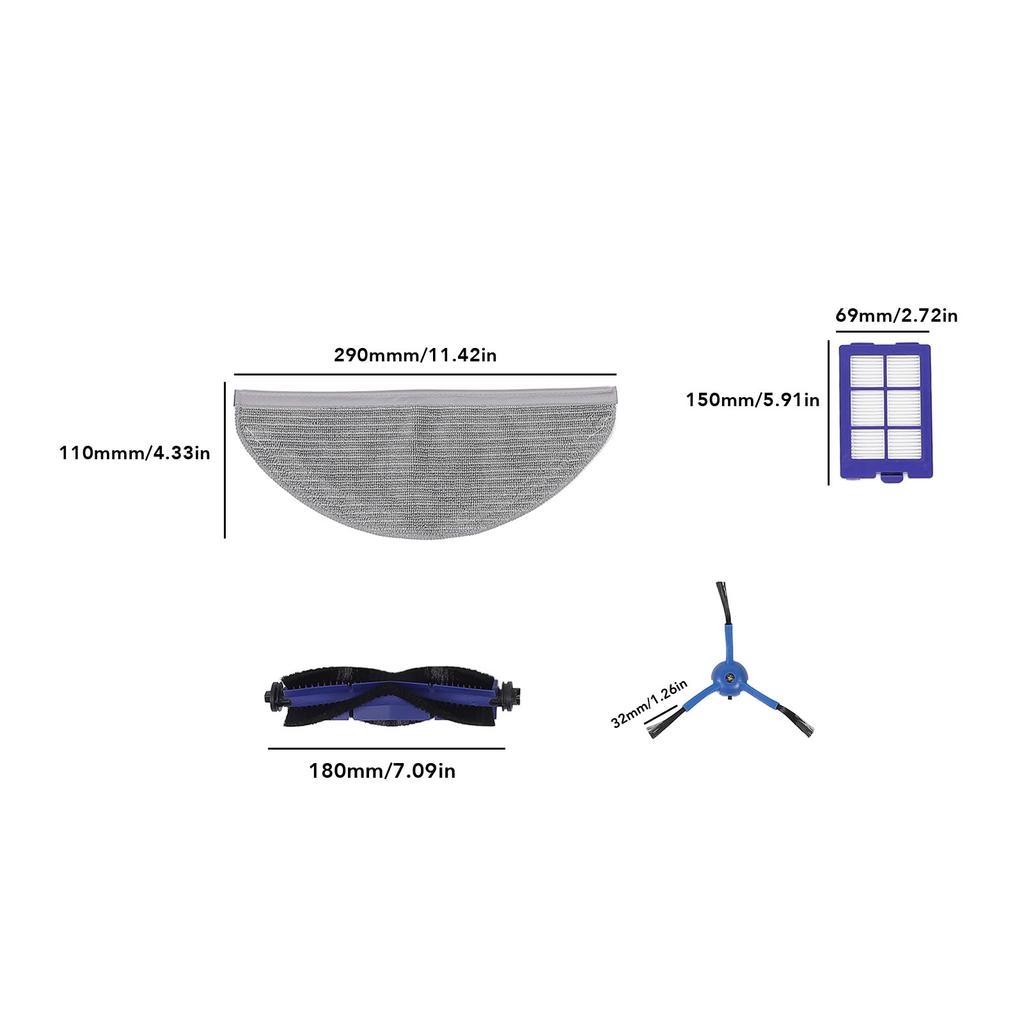 Запасные части для робота-пылесоса RoboVac X8: фильтр, салфетка для швабры, основная щетка, боковая щетка, аксессуары