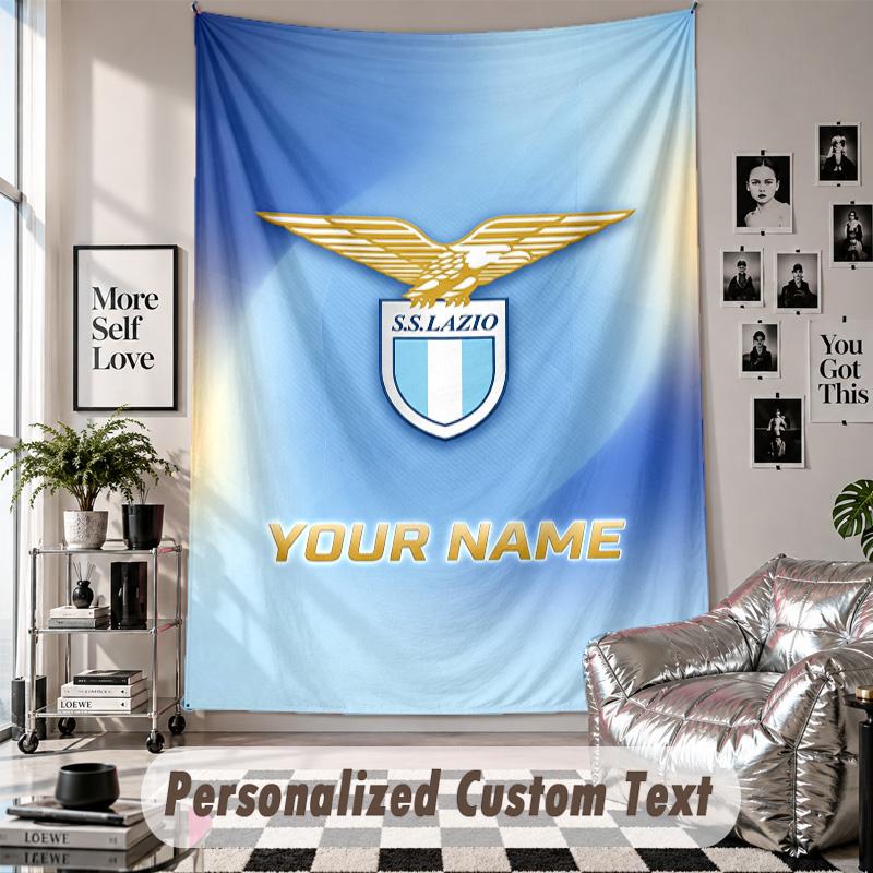Custom Tapestry Wall Hanging, Lazio FC Personalized Name Text Home Wall Decor