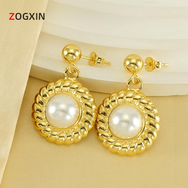 Европейско-американский дизайн Титановая сталь Жемчужные Серьги Подсолнухи