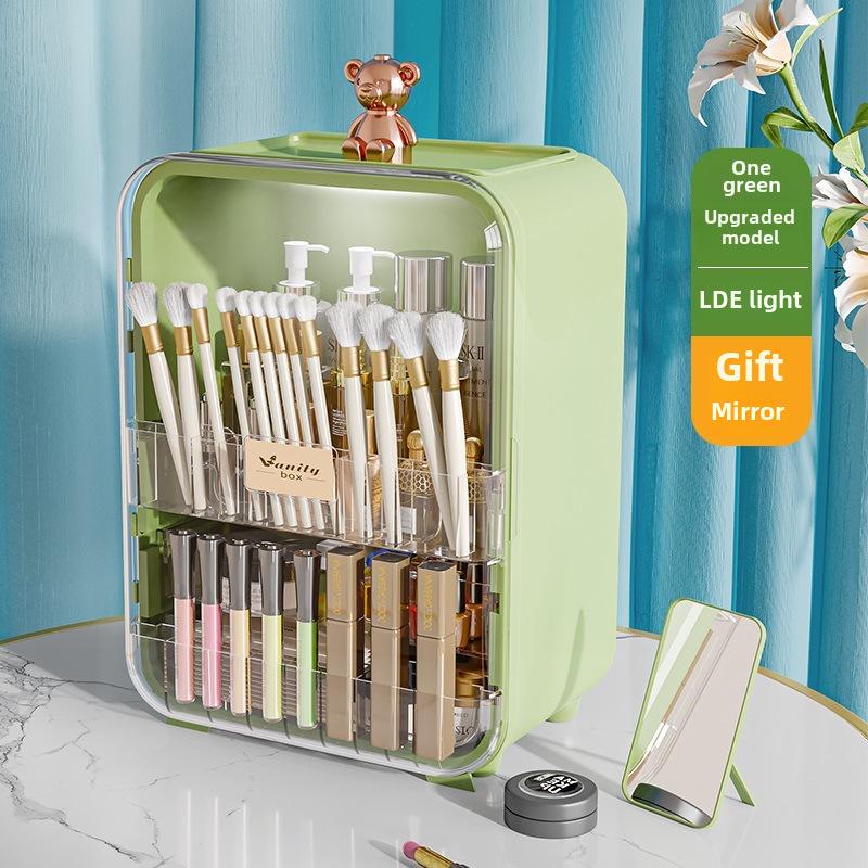 Large Capacity LED Makeup Storage Box with Mirror & Lipstick Organizer