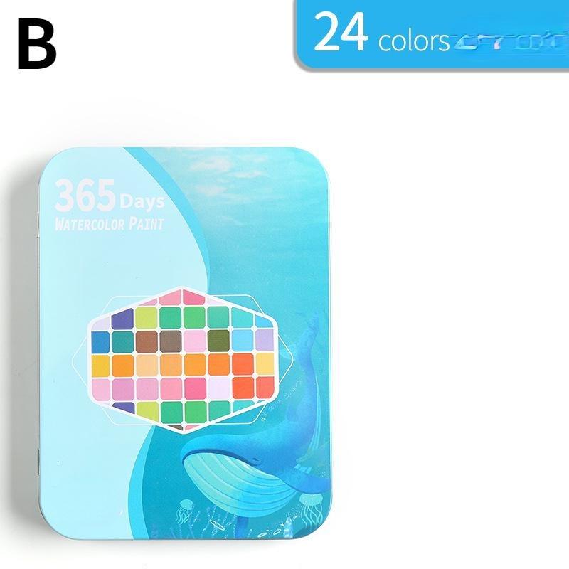 Набор однотонных акварельных красок, 24/36/48/60 цветов, портативная металлическая коробка, акварельный пигмент для начинающих, принадлежности для акварельной бумаги