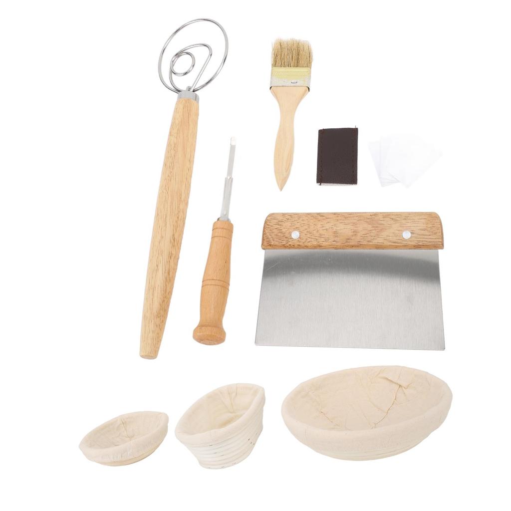 Набор корзин для расстойки хлеба, 2 круглые и 1 овальная ротанговая корзина для закваски со скребком для теста для хлеба