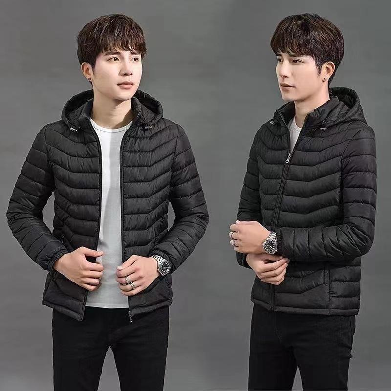 Light Down Cotton-padded Clothes Men's Short Hooded Warm Cotton Clothes Large Size Youth Autumn and Winter Jacket