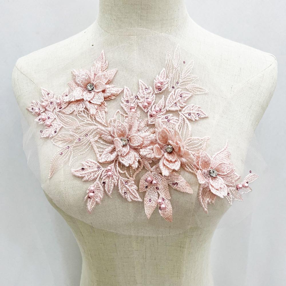 DIY 3D Embroidery Patches Handmade Lace Fabrics Applique Fashion Embroidered Floral Patches