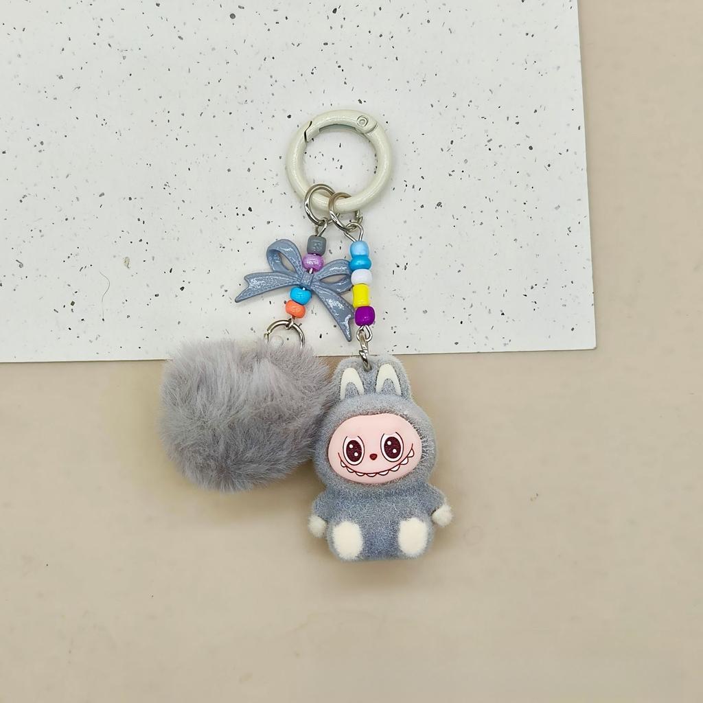 Three-dimensional Flocking Keychain Pendant Cute Bag Accessories Doll Cartoon Ornament