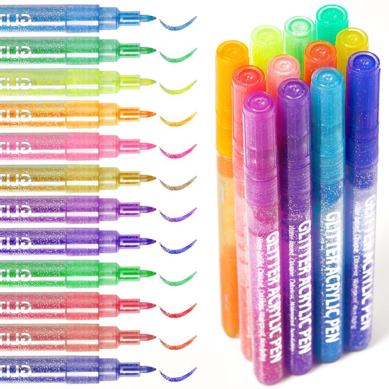 Быстросохнущая краска-ручка для маникюра на водной основе, блестящая краска Flower акриловый маркер 12 цветов набор