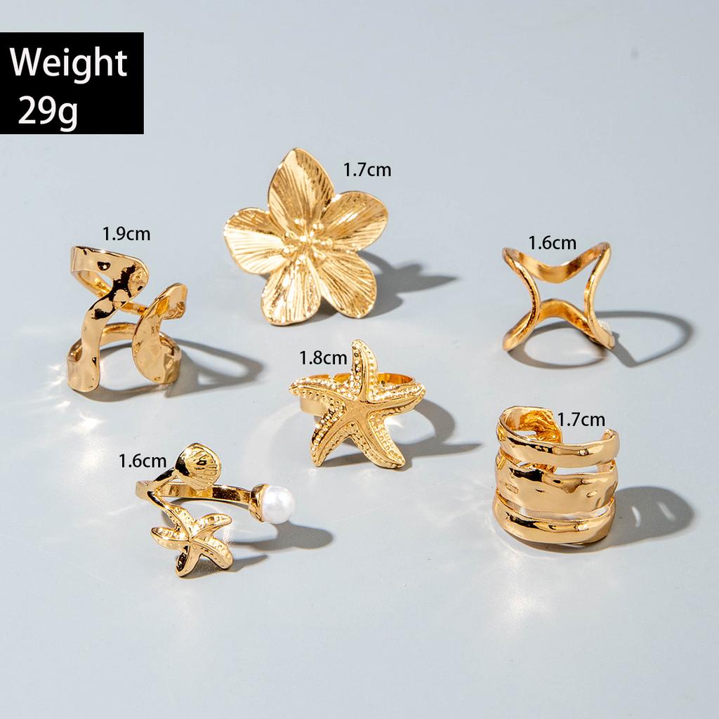 European and American Bohemian Personality Starfish Ring Set Geometric Hollow Sunflower Ring Ring Woman
