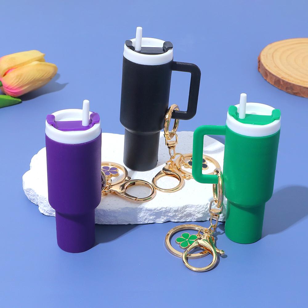 3d Stanley Cup Pendant Keychain Multifunctional Lip Balm Storage Box Keyring For Women Girls Purse Backpack Ornaments Decor