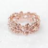 Huitan Rose Gold Color Flower Finger Rings for Women Romantic Wedding Party Finger Accessories Birthday Gift Statement Jewelry