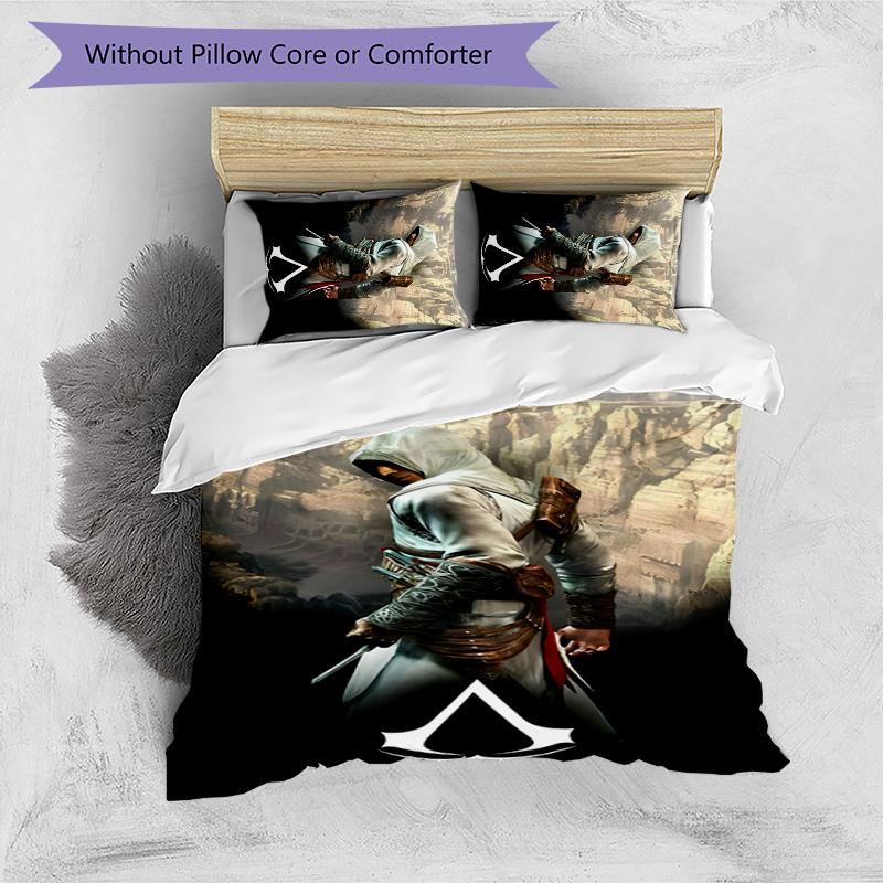 3pcs Assassin's Creed Design Cover Set - HD Printed Bedding with 1 Cover and 2 Pillowcases - Perfect for Home and Dorm Decor