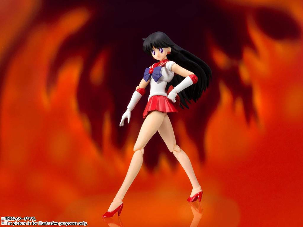 TAMASHII NATIONS Сейлор Мун Сейлор Марс Цветная 140 мм окрашенная подвижная фигурка SHFiguarts - Анимационная версия - Приблизительно. АБС и ПВХ
