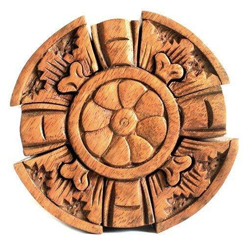 Sheesham Wooden Puzzle Box, Round Petal