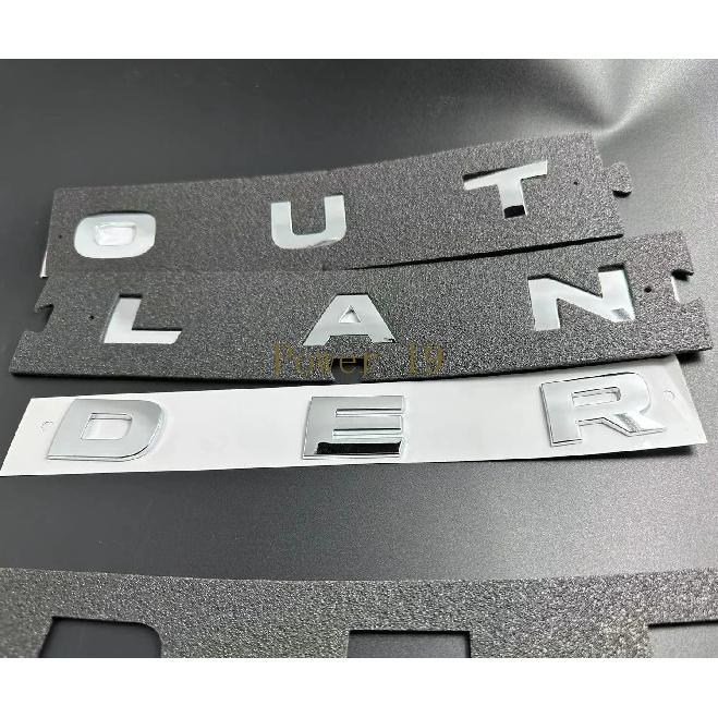 For Outlander 2026 2025 - 2007 Car head Letter 3d Sticker Abs Chrome Glossy Black Silver Styling Auto part Accessories 9pcs