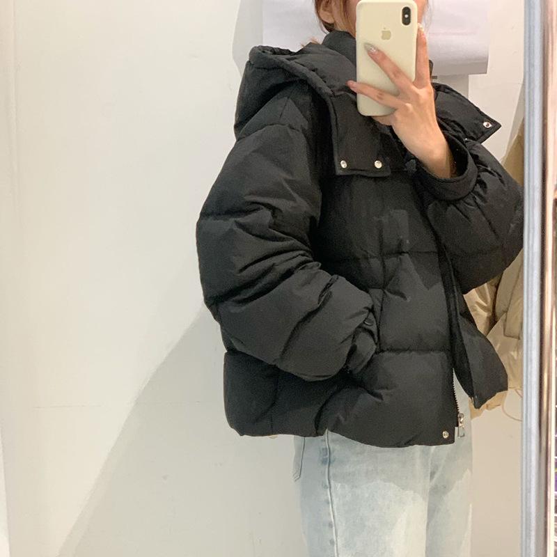 2024 зимняя корейская короткая женская куртка-пуховик, простая однотонная с капюшоном, маленькая многоцветная утолщенная куртка-хлеб