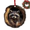 Animal Christmas Ornaments 2D Cute Christmas Acrylic Pendant Animal Raccoon Owl Squirrel Hedgehog Bunny Bird Wildlife Ornaments