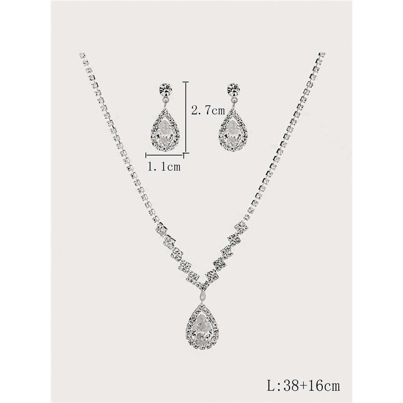 Necklace And Bracelet Accessory Set - Zircon Wedding Accessories Set - Bride's Jewelry Set