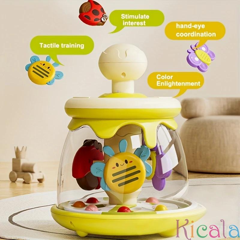 Красочная игрушка-каталка с темой насекомых и карусели, с прыгающим шариком - Ранняя развивающая игрушка для малышей для сенсорного развития
