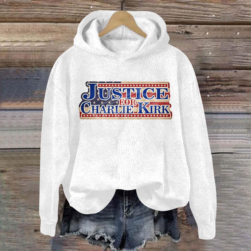 Ladies Fashion Casual Long Sleeve Printed Round Neck Hoodie Pullover Top