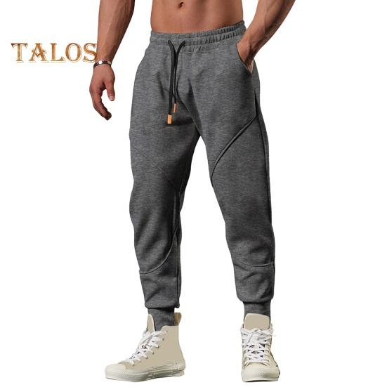 Весна Осень Мужские Брюки Свободные Эластичные Затягивающиеся Шнурок Карманы С Лентой На Щиколотке Однотонные Лоскутные Спортивные Брюки Повседневная Одежда Шаровары