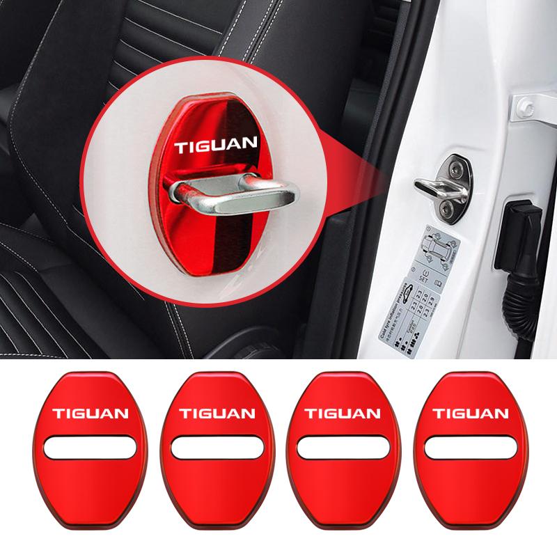 VW Valve Stems Caps 4Pcs Car Door Lock Protective Cover Stickers Auto Accessories For Volkswagen VW RLine R Golf Amarok T5 Phaeton