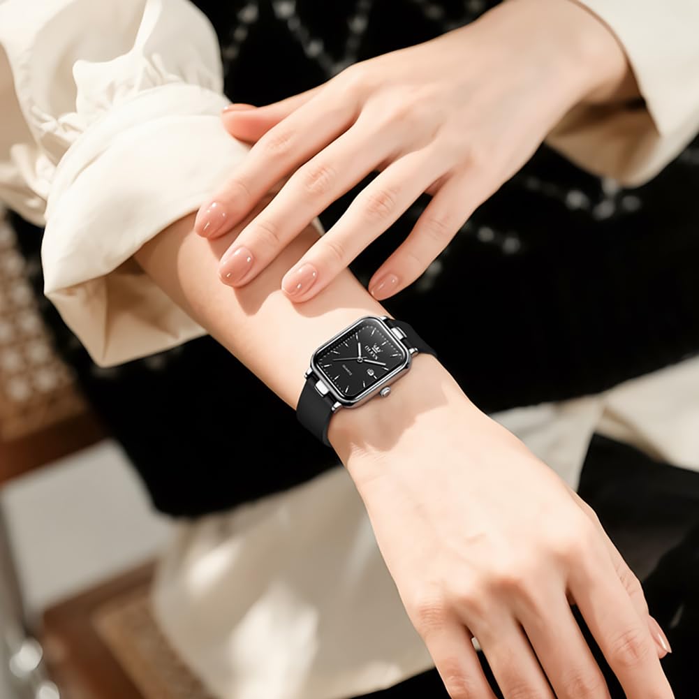 OLEVS Easy to Silicone Quartz Watch with Date Popular and Gift for Black Women's Watch, Read, Waterproof, Band, Display, Stylish, Women,