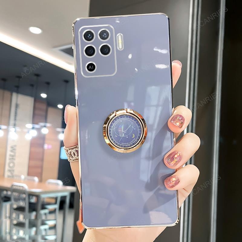 Reno5 Reno6 Роскошный чехол-держатель с покрытием для Oppo Reno 5 6 Lite 10 Pro 7 8 9 4g Reno10 Подставка Силиконовая задняя крышка Reno7 5lite