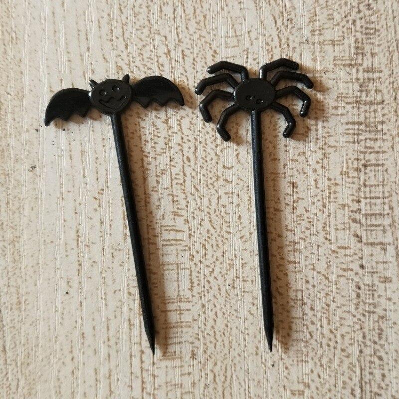 10 шт. Хэллоуин Пластиковые Фрукты Зубочистки Торт Вилка Паук Тыква Призрак Фруктовая Вилка Праздничные Принадлежности Для Вечеринок