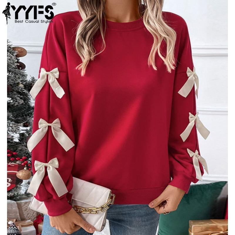 YYFS Женская мода, повседневные однотонные пуловеры с круглым вырезом и длинными рукавами, осень-зима с однотонным принтом