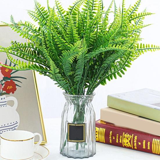 Artificial Flowers UV Resistant Realistic 7 Fork No Watering Non-fading Low Maintenance Lifelike Boston Fern Shrub Adult Sex Wear