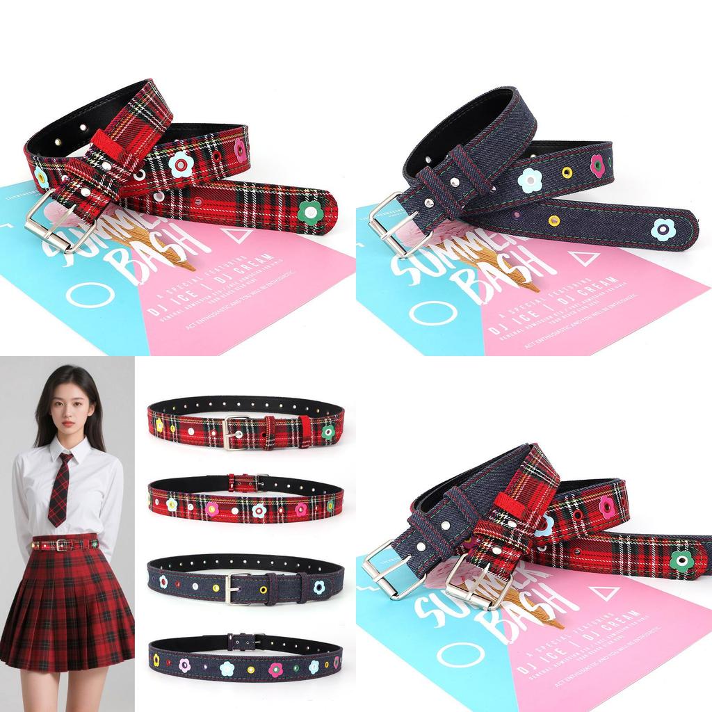 Fashion Ladies Flower Pattern Pu Leather Belt With Metal Buckle For Casual Jeans Wear
